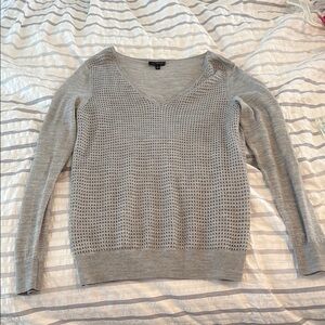 The Limited Gray V-Neck Sweater with Thermal Texture